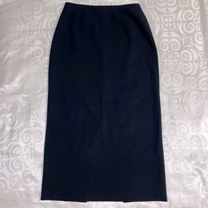 Jones New York Platinum black maxi skirt with inverted V kick vent at back 6